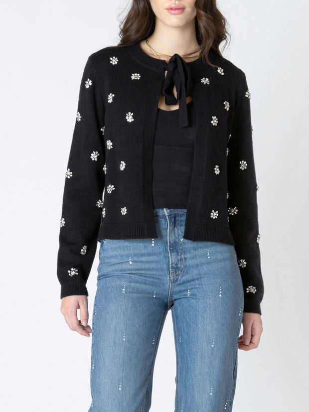 DEX Embellished Tie Front Cardigan