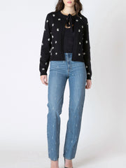 DEX Embellished Tie Front Cardigan