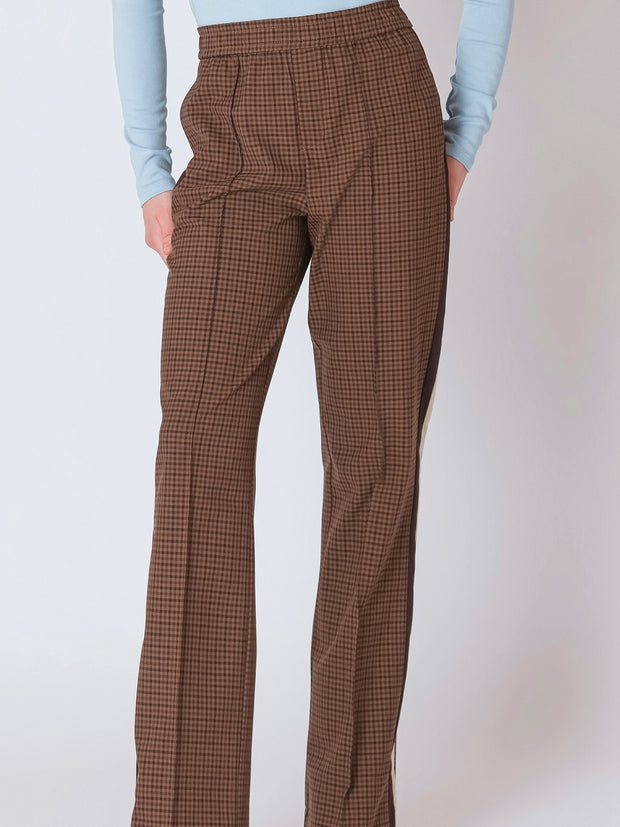DEX Straight Leg Brown Checkered Pant