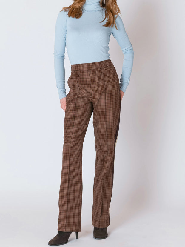 DEX Straight Leg Brown Checkered Pant