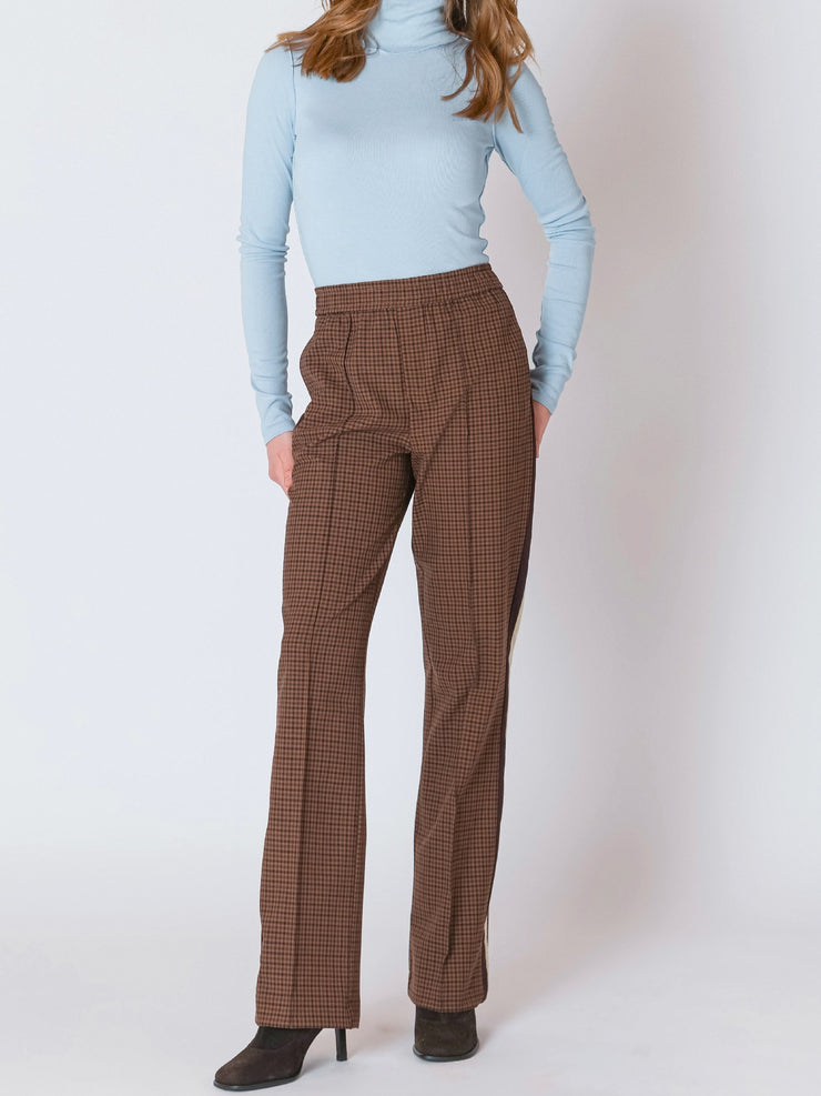 DEX Straight Leg Brown Checkered Pant