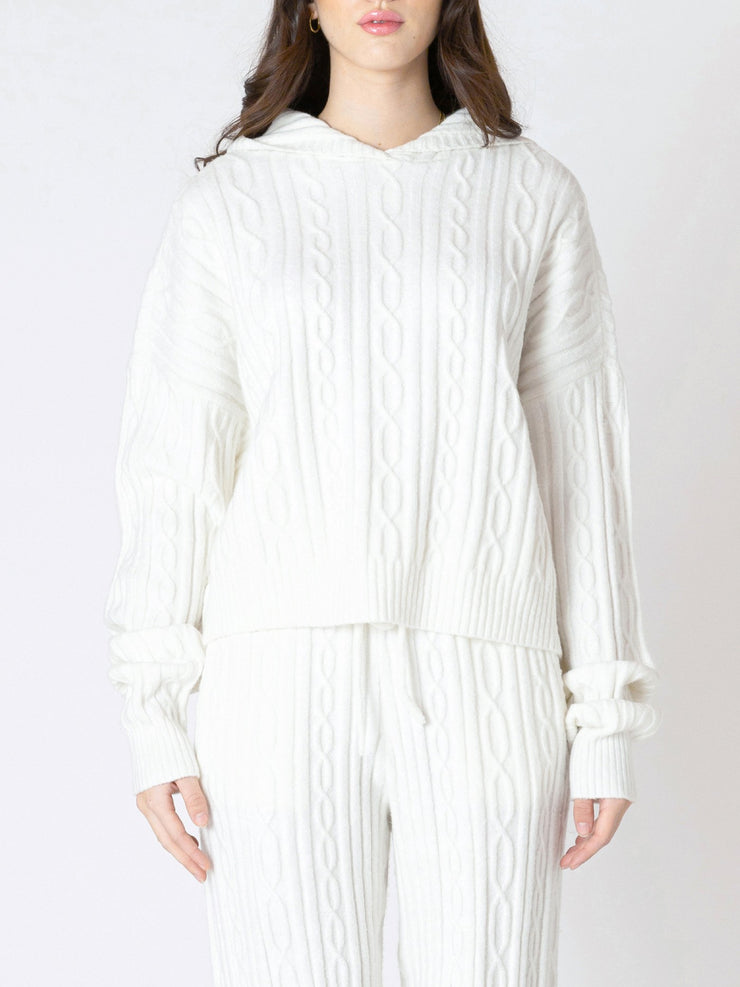 DEX Cable Knit Hooded Sweater and Jogger Set