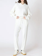 DEX Cable Knit Hooded Sweater and Jogger Set