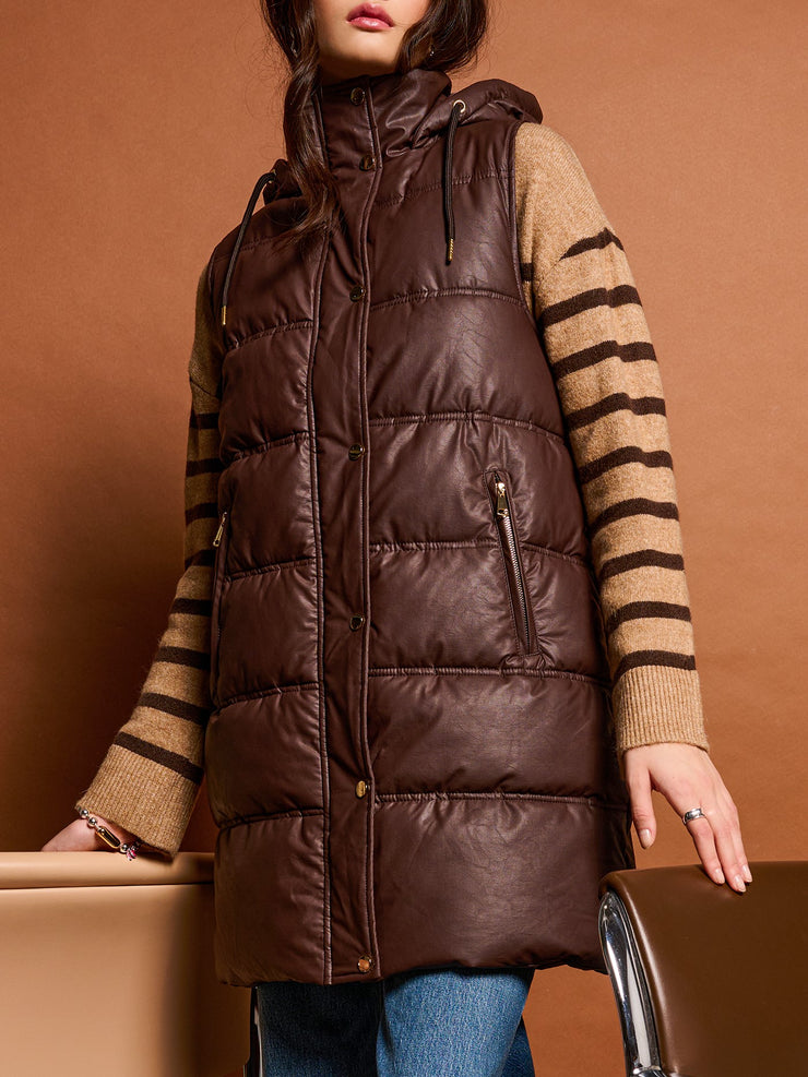 DEX Faux Leather Puffer Vest