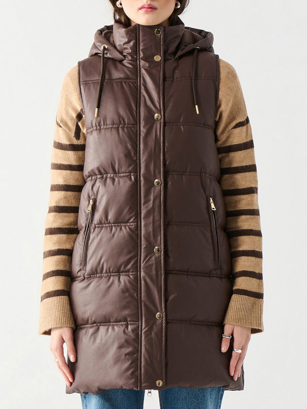 DEX Faux Leather Puffer Vest