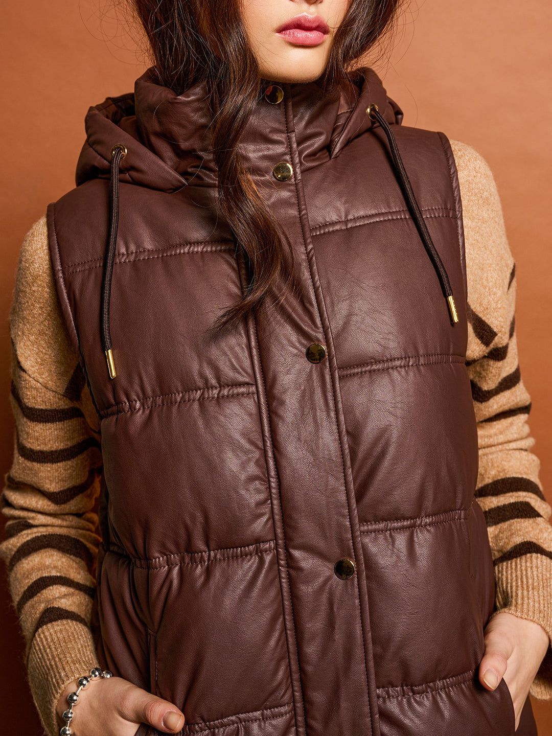 DEX Faux Leather Puffer Vest 27 Boutique