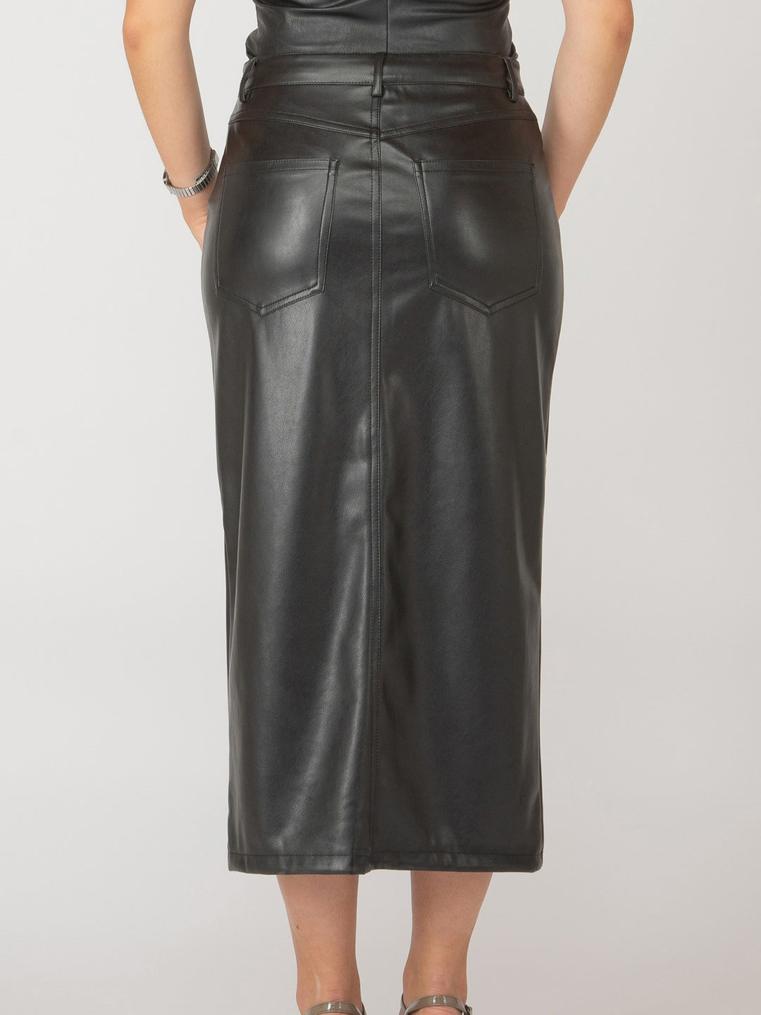 BLACK TAPE Faux Leather Midi Skirt 27 Boutique