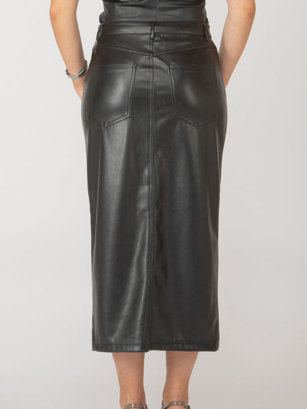 BLACK TAPE Faux Leather Midi Skirt