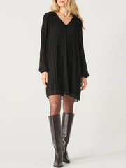 BLACK TAPE V-Neck Pleated A-Line Mini Dress