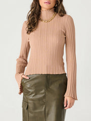 DEX Long Sleeve Mockneck Ribbed Top