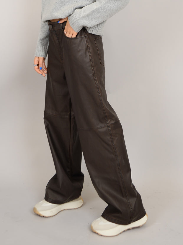 RD STYLE Faux Leather Wide Leg Polaris Pant