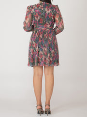 DEX Long Sleeve Shimmer Floral Mini Dress