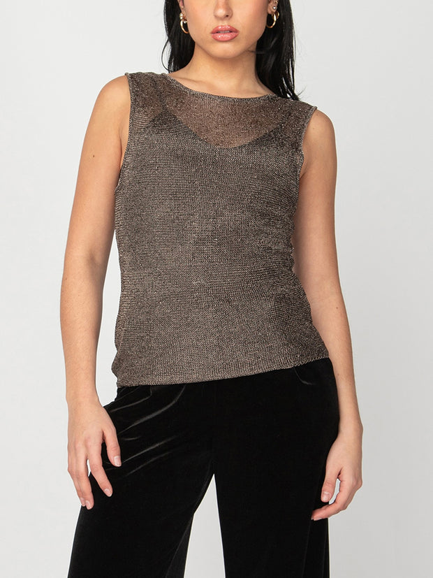 DEX Metallic Mesh Sleeveless Top