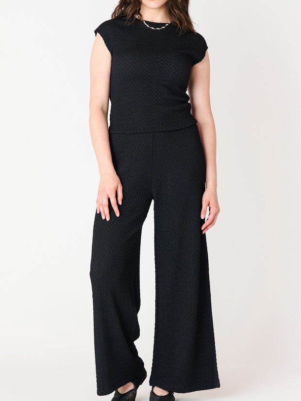 BLACK TAPE Textured Short Sleeve Drop Shoulder Top and Wide Leg Pant Set