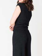 BLACK TAPE Textured Short Sleeve Drop Shoulder Top and Wide Leg Pant Set