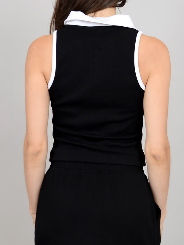 RD STYLE Tianna Sleeveless 1/2 Zip Polo Collar Top