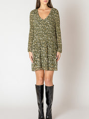 BLACK TAPE V-Neck Pleated A-Line Mini Dress
