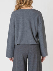ROOM 34 Rib Knit Cardigan & Wide Leg Pant Set