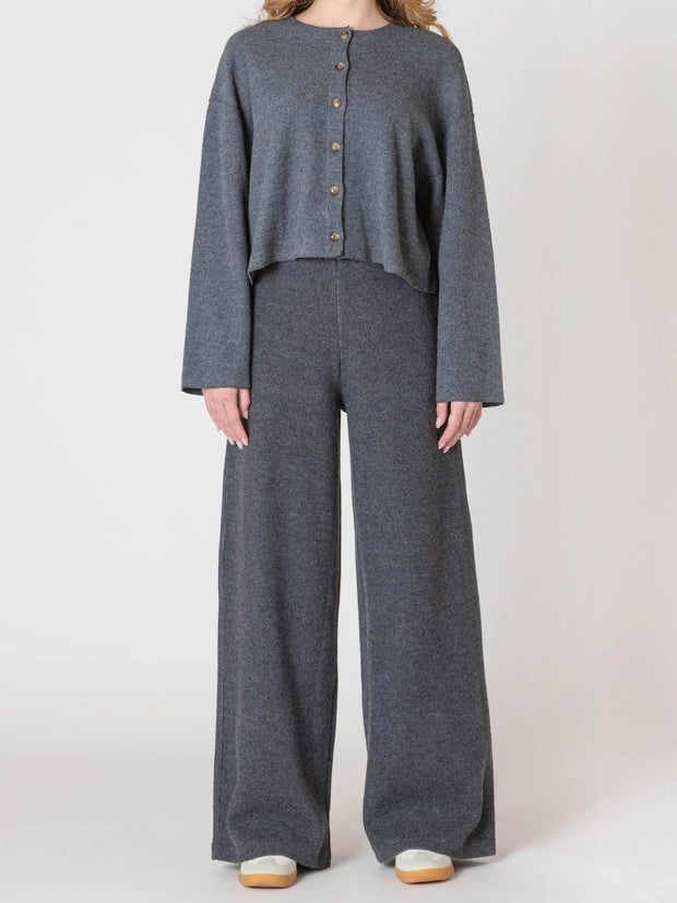 ROOM 34 Rib Knit Cardigan & Wide Leg Pant Set