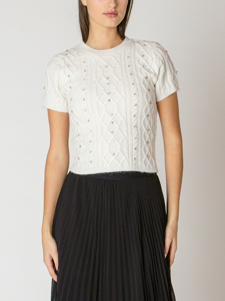 BLACK TAPE Crystal Cable Knit Sweater Top