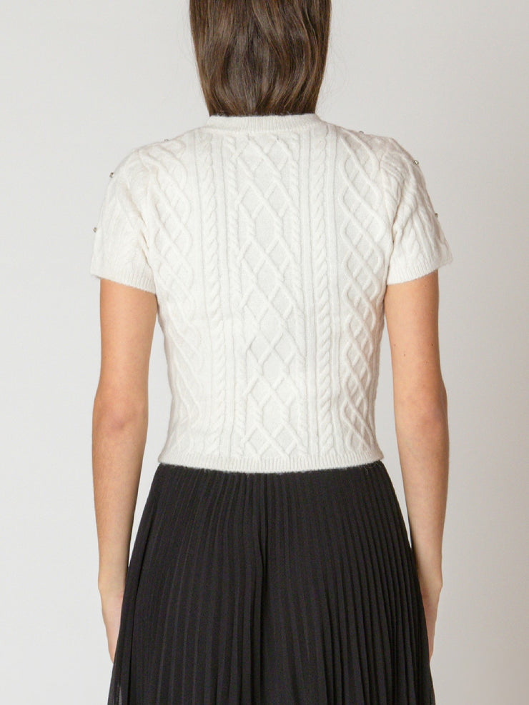 BLACK TAPE Crystal Cable Knit Sweater Top