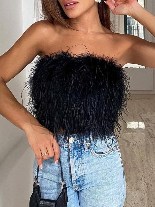 27 Feather Corset Tube Top