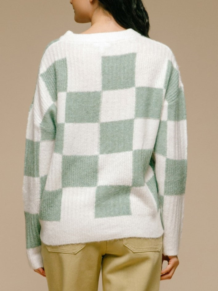 27 Madison Checkered Knit Sweater