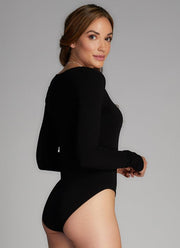 C'EST MOI Bamboo V-Neck Long Sleeve Bodysuit