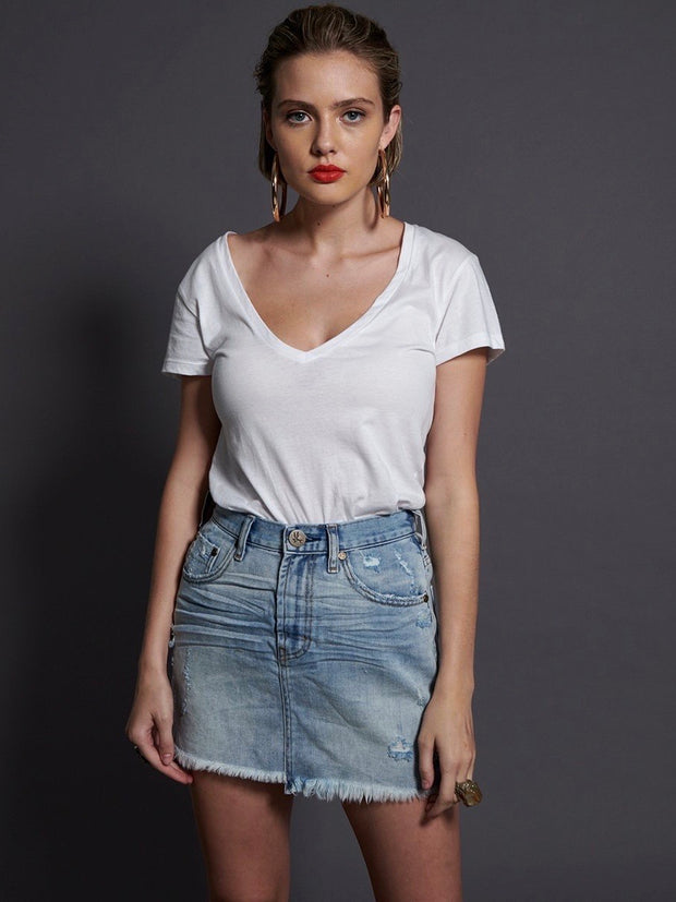 ONETEASPOON Montana Blue 2020 Mini High Waisted Denim Skirt