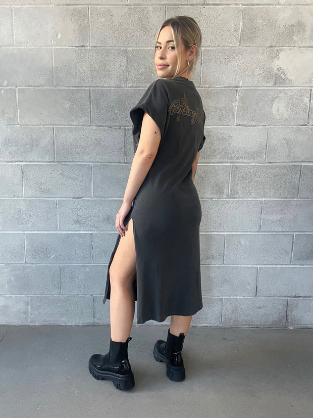 DAYDREAMER Rolling Stones Stars Rolled Sleeve Maxi Dress