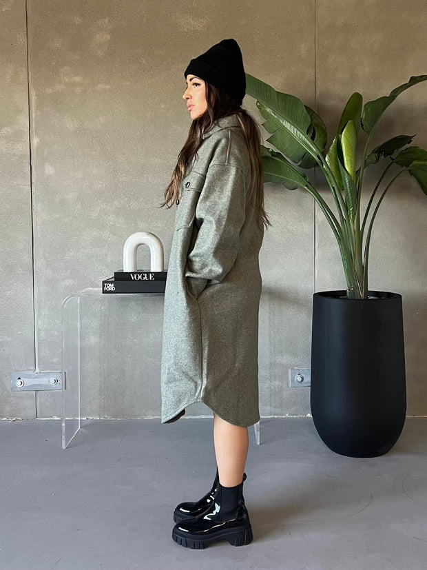 C'EST MOI Button Down Long Shacket