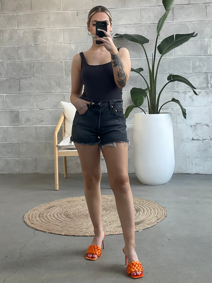 Levi's 501 high rise online shorts black