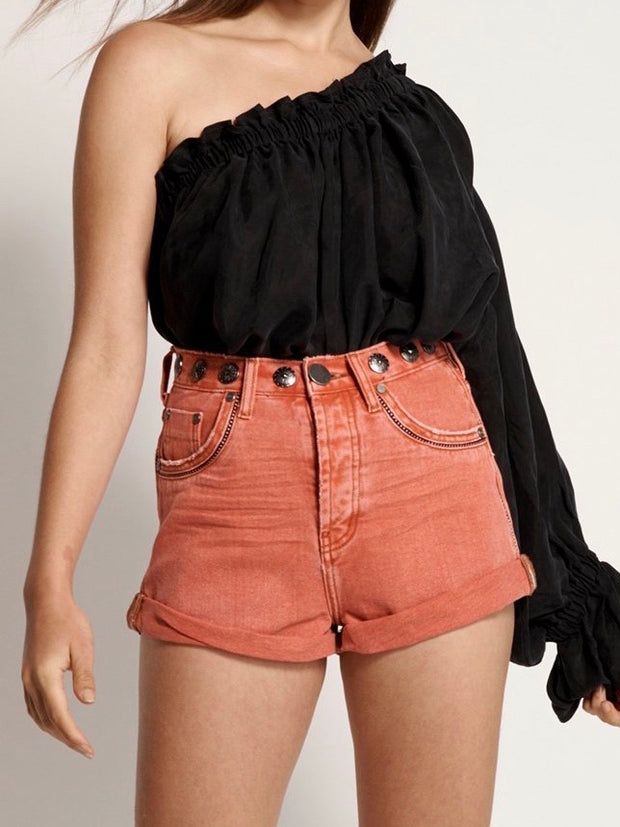 ONETEASPOON Studded Bandits High Waist Denim Short
