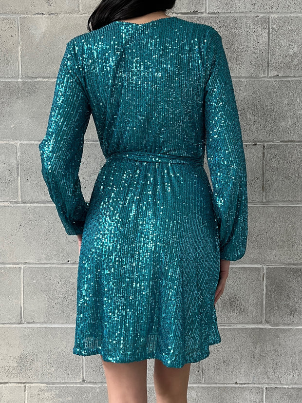 ONLY Liv Sequin Wrap Dress
