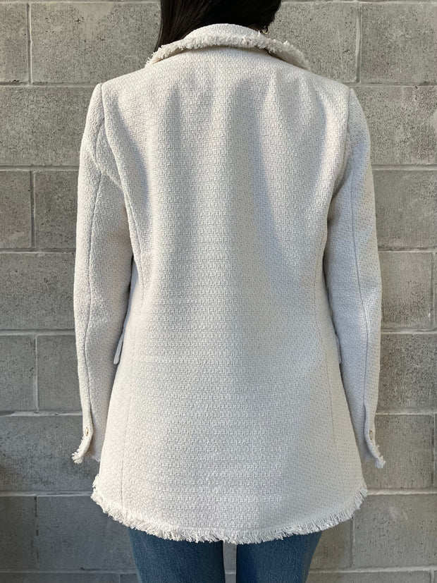BLACK TAPE Frayed Hem Tweed Blazer