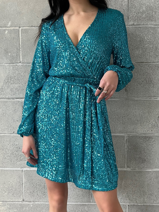 ONLY Liv Sequin Wrap Dress