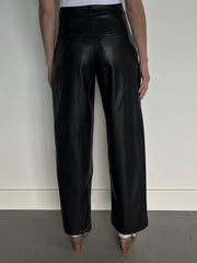 RD STYLE Faux Leather Pleated Wide Leg Pant