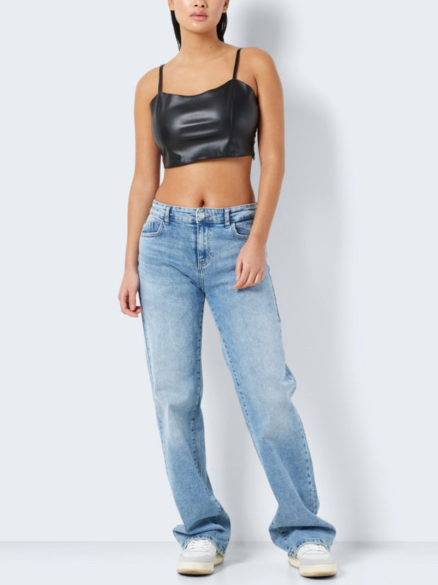 NOISY MAY Julia Faux Leather Crop Top