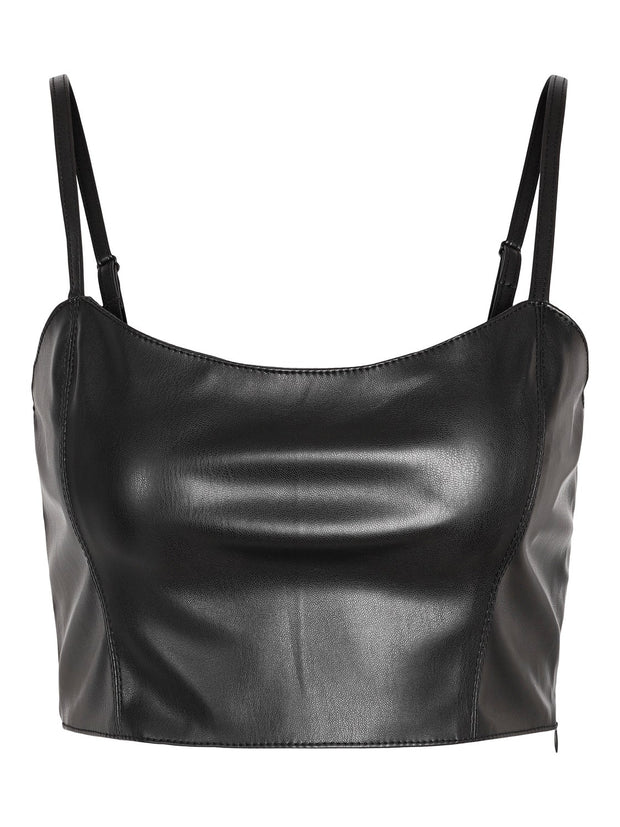 NOISY MAY Julia Faux Leather Crop Top