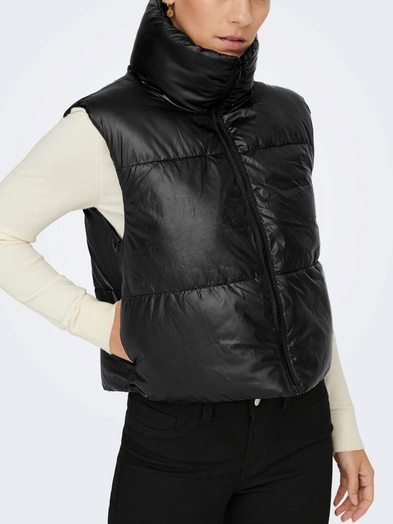 Reversible Beige and Black Cropped Puffer Vest – TYAesthetics