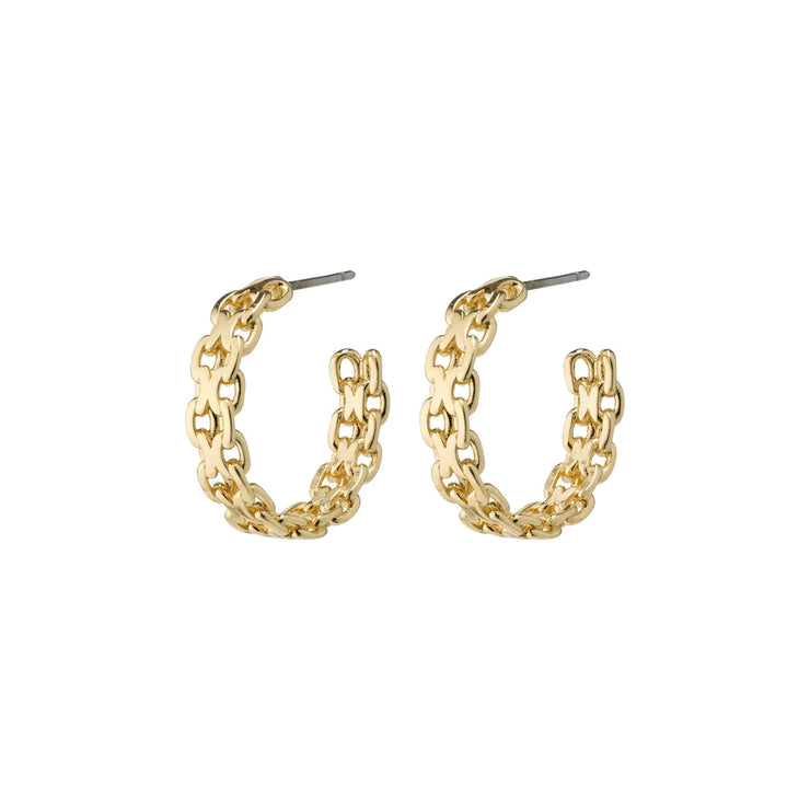 Gold chain hoop earrings discount