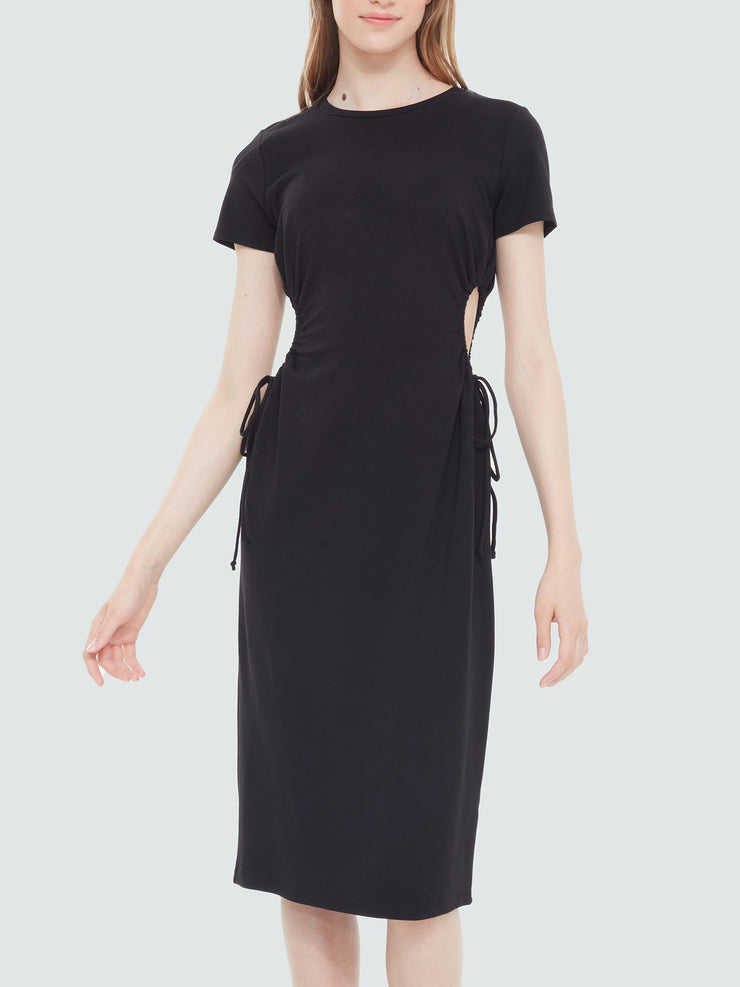 BLACK TAPE Drawstring Cutout Knit Dress